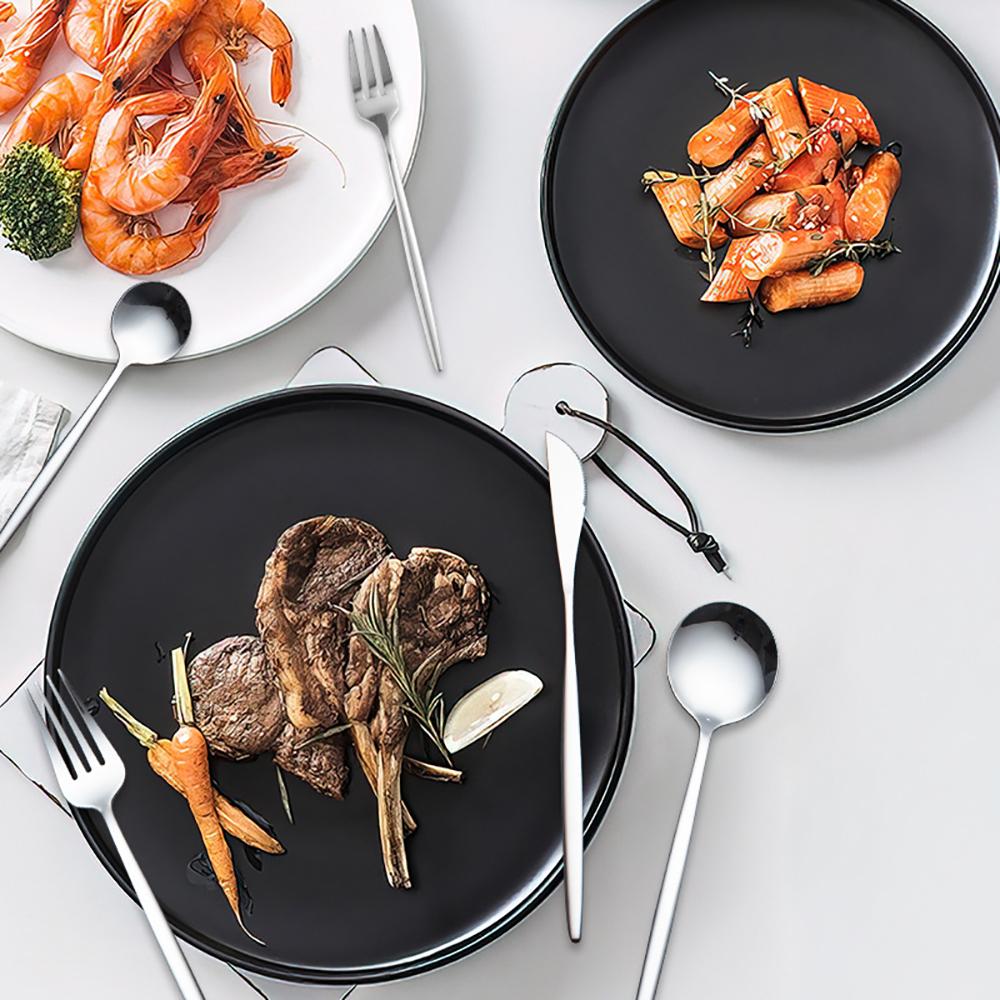 30pcs/6set Dinnerware Knives Fork Dessert Coffee Teaspoons Spoons Ware Set Stainless Steel Cutlery Kitchen Tableware