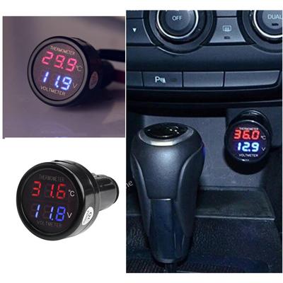 JZK 2 In 1 Car Truck Bus Voltmeter & Thermometer Display, 12v 24v Battery Voltage Temperature Meter Monitor Tester Gauge Indicator
