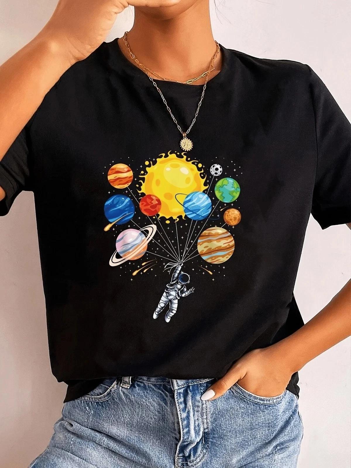 Funny Astronaut Space Planet Solar System Science Graphic Tee M