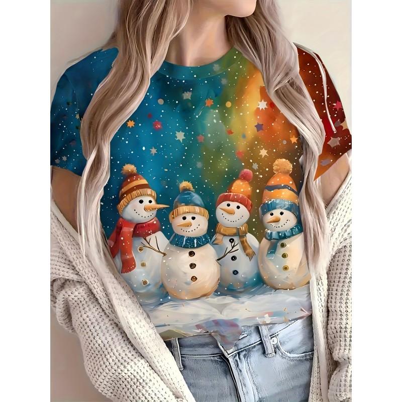 Casual Loose Fit Round Neck Short Sleeve T-Shirt With 3D Dog Print Women Men 2025