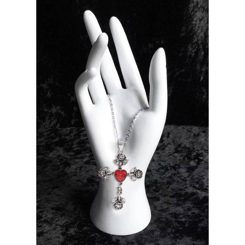 Thorn Knotted Rose Crosses Pendant Necklace Ornament Stylish Neckchain Accessories for Gothic Style Enthusiasts