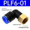 Pneumatischer L-förmiger 90° Luftschlauchverbinder Winkelstück Düse PLF6-01/8-02