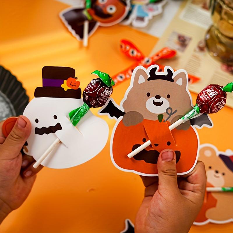 50pcs Little Bear Candy Decoration Card Halloween Cartoon Pumpkin Card