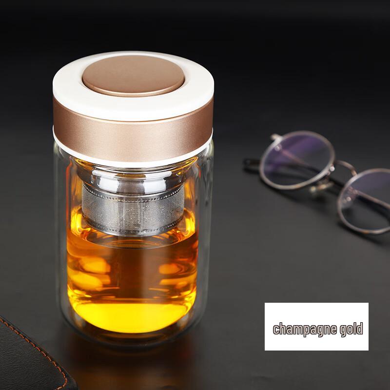 SX Double-Layer Insulated Tea Infuser Glass Mug