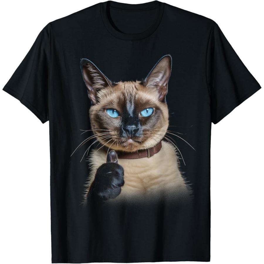 Cute Siamese Cat Showing Thumbs Up T-Shirt XXXXXL чёрный