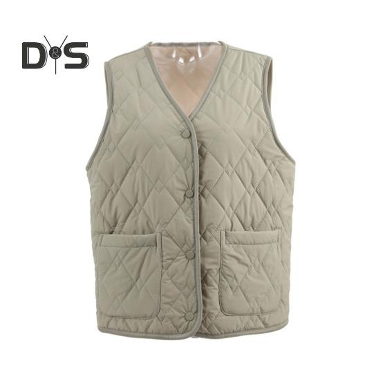 Women Fall Winter Waistcoat Sleeveless V Neck Single Breasted Thick Padded Warm Solid Color Casual Windproof Soft Lady Vest Coat