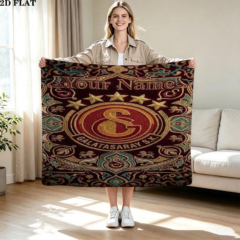 1PC Galatasaray S Custom Name Patterned Flannel Blanket Suitable For All Seasons for Home Decor Warmth and Comfort Gifts Holiday Present