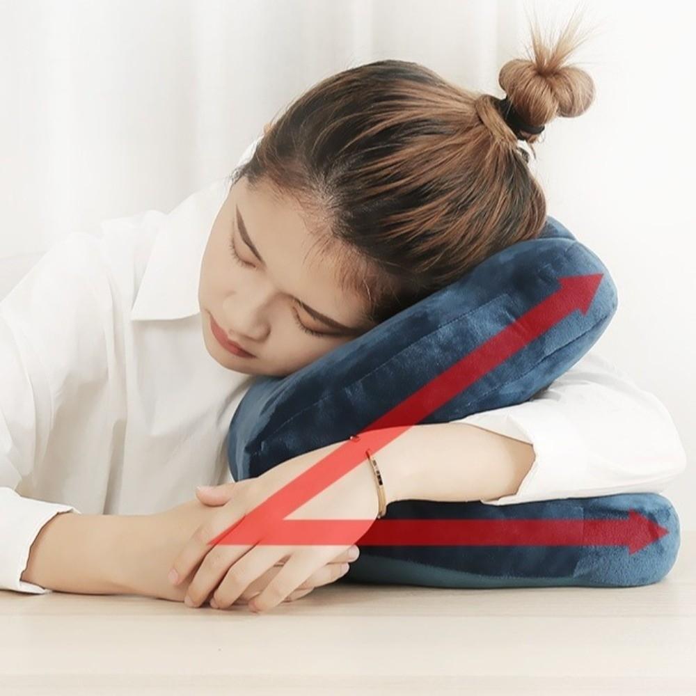 Portable Double-Sided Nap Pillow Hollow Design Breathable Office Rest Pillow Cute Supportive Sleeping Pillow Lunch Break