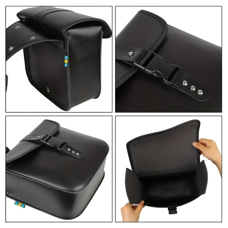 1 Pair of Waterproof PU Leather Motorcycle Saddlebags Detachable Strap Side Storage Toolkit & Tail Luggage