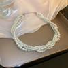 Korean Style Twining Pearl Choker Necklaces for Women Geometric Necklaces Weddings Bride Jewelry Accessories