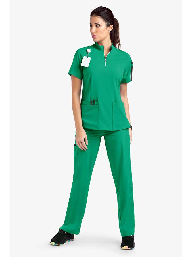 Quick-Dry Short-Sleeve Zipper Gown for Beauty Salon/Hospital Nurses with Casual Stand-Up Collar