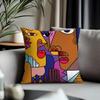 Hot AAbstract Facesful Cushion Cover Antidustmite Pillowcase Invisible Zipper Silky Short Plush Sofa Cushion Cover