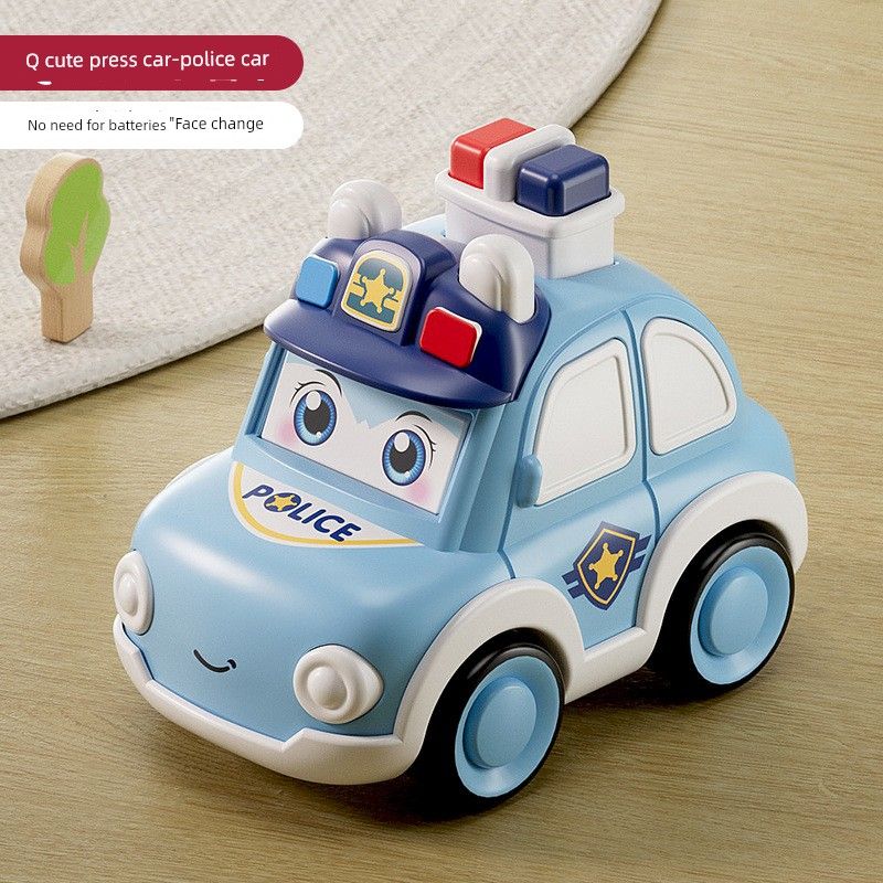 

Q Cute Kids Press Face Changing Car Ambulance Police Car Excavator Cartoon Drop-Resistant Sliding Toy Car 2 Years Old 3 Years Old 4 Pressing face-changing police car