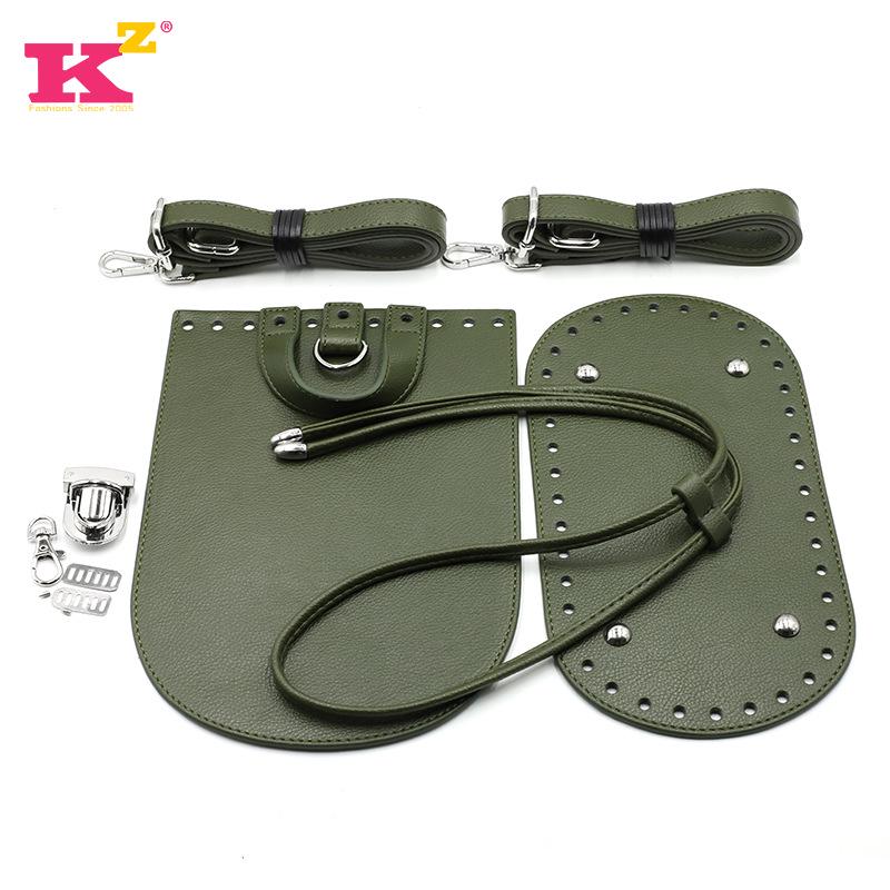 

Новый черный кожаный донышко для сумки, крышка для сумки, набор из 7 частей - ручная работа, плетеный материал для рюкзака, женские аксессуары для сумки зелёный