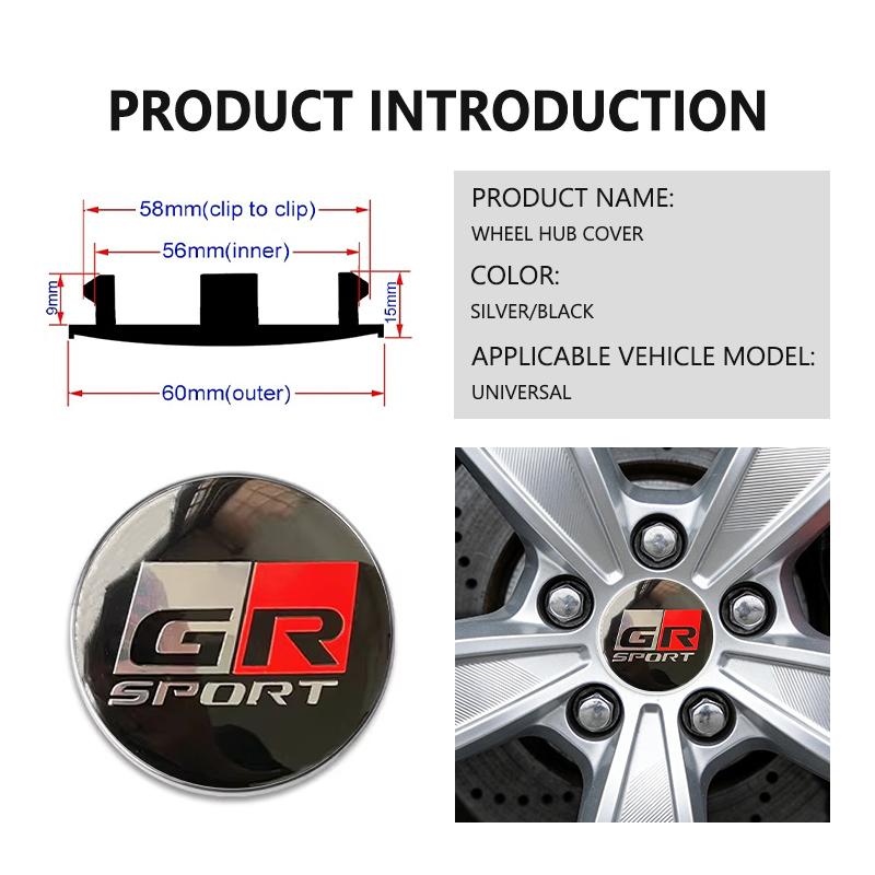 4pcs Car Badge Wheel Center Hub Cap Cover Accessories Auto Styling For Toyota GRsport Hilux Aygo Yaris Corolla Rav4 CHR Auris