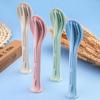 Portable Tableware Set Wheat Straw Dinnerware Detachable Cutlery Travel Tableware Picnic Dinnerware Set Camping Cutlery Set