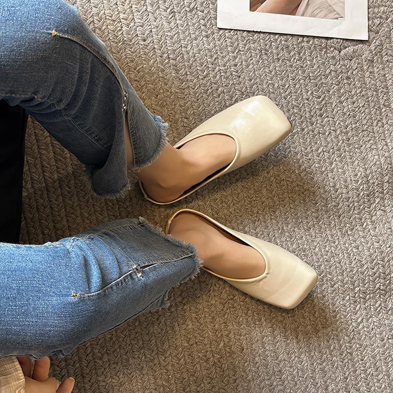 Fashion Square Toe Flats Mules Shoes Women Slippers Summer Slingback Sandals 2024 New Fashion Casual Flip Flops Zapatillas Female Slides