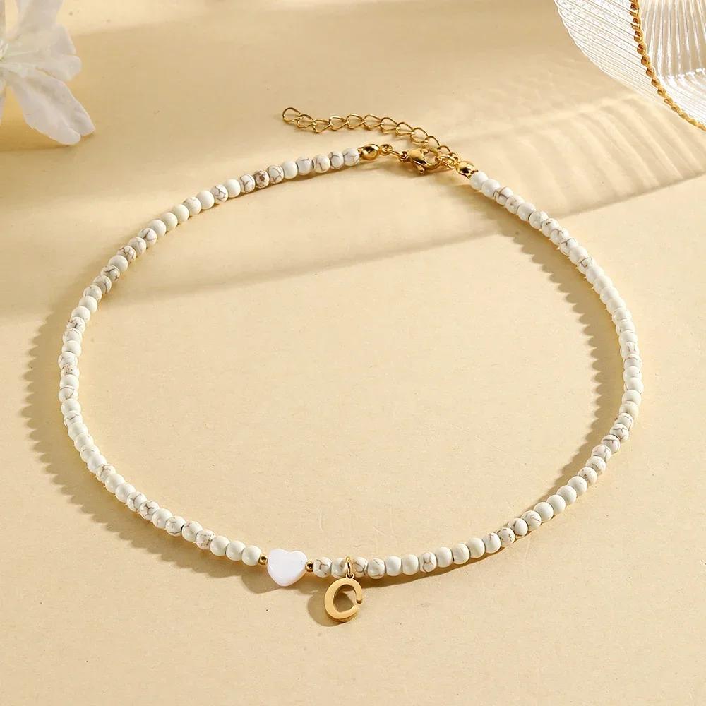 Bohemian Choker Neck Necklaces Heart-shaped Shell Letter Pendant Beads Women Necklace Woman Trend Jewelry Gift 2025