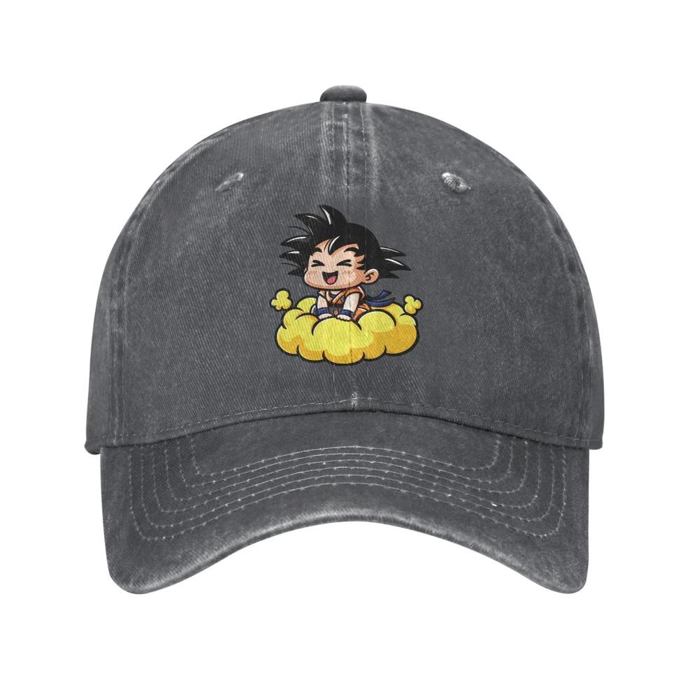 Casual Dragon Ball DBZ Goku Baseball Caps Unisex Distressed Cotton Sun Cap Cute Chibi All Seasons Travel Adjustable Fit Hats Cap