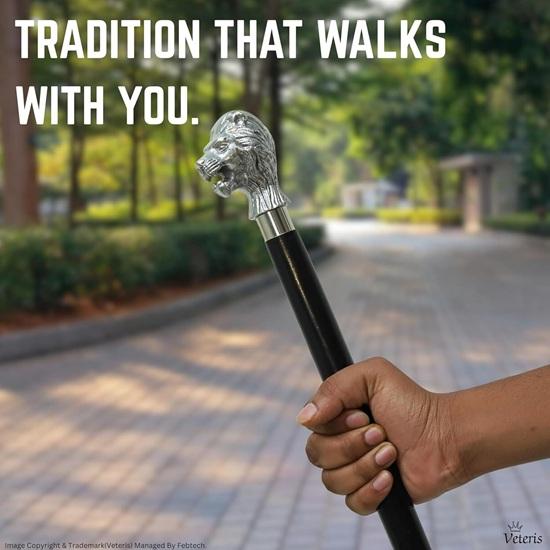 Silver Lion Head Walking Cane – Handmade Brass Handle, Gentleman's Stick