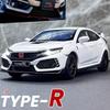 1/32 Scale Honda Civic Type-R Super Car Alloy Diecast Metal Model Sound Light Pull Back Toy Collect Display Birthday Present for Kids