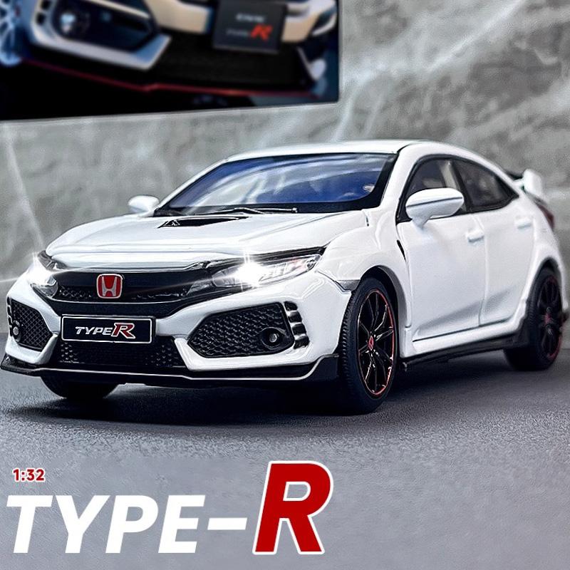 1/32 Scale Honda Civic Type-R Super Car Alloy Diecast Metal Model Sound Light Pull Back Toy Collect Display Birthday Present for Kids