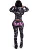Vielseitiges Hoodie-Set mit Leopardenmuster und Skinny-Hose mit Buchstabenaufdruck