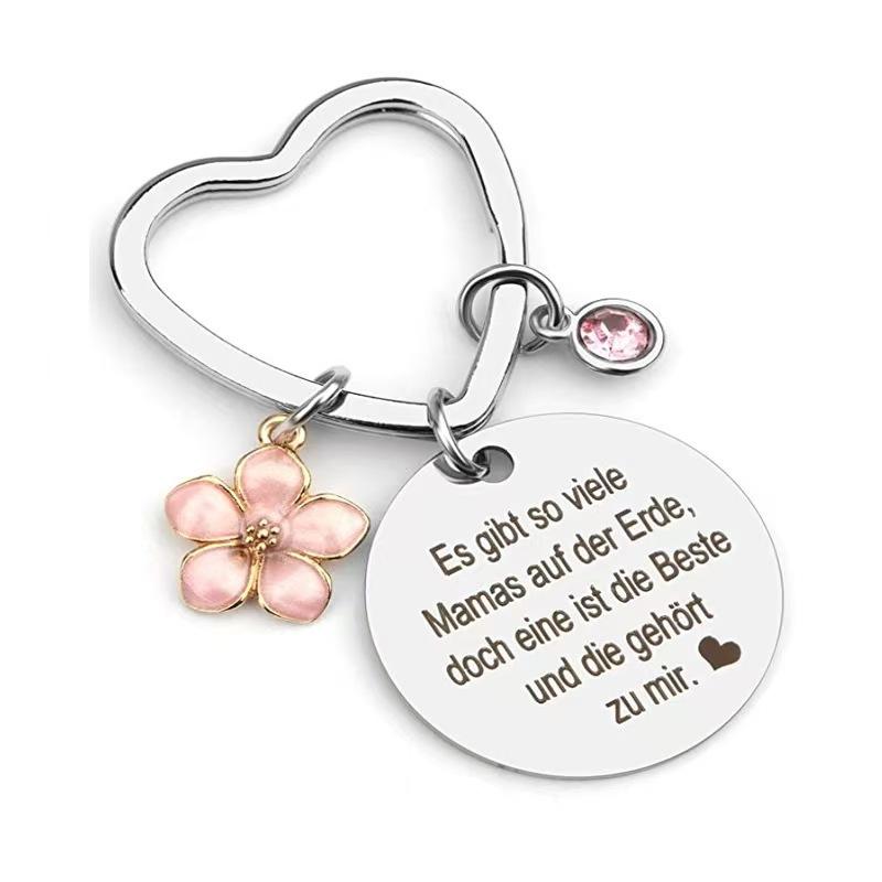 Stainless Steel Grateful Mothers Day Birthday Gift DIY Small Accessories Creative Keychain Stainless Steel Keychain for Backpack Bag Pendant