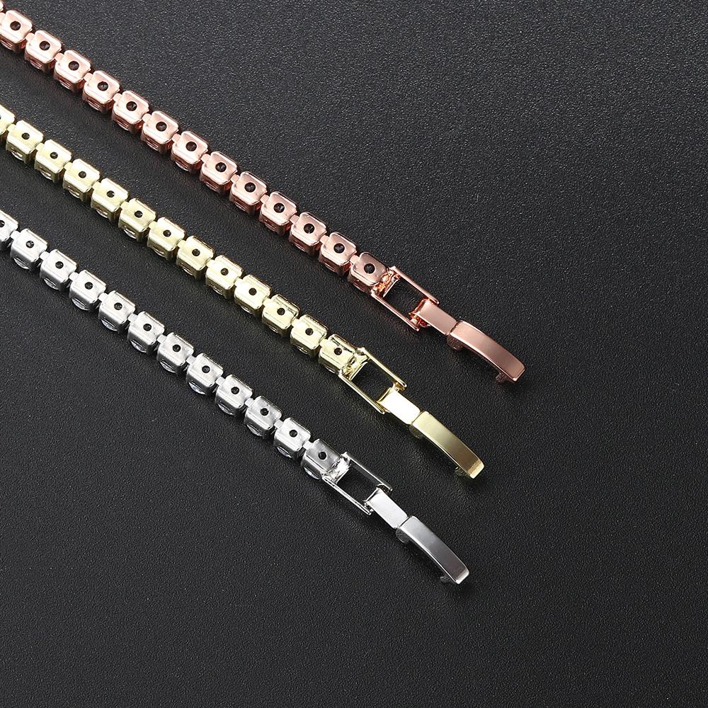 Colorful Zircon Tennis Bracelet Bangle for Women Luxury Silver Color 4mm Rainbow Crystal Hand Chain Jewelry Friend Gifts H027-M