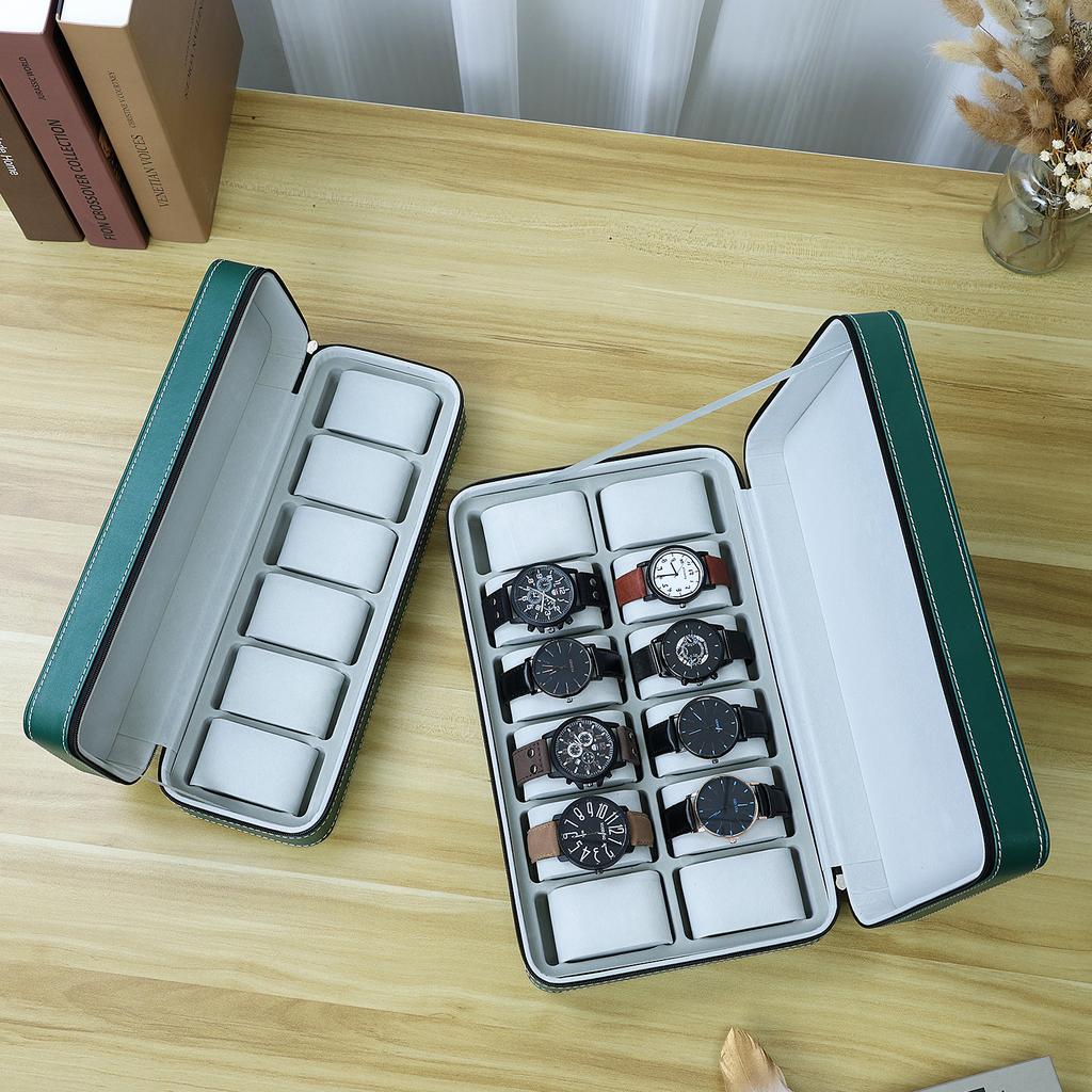 New 10/12 Girds Portable Watch Storage Boxes Organizer ,Classic Style Multifunctional Watch Display Box,Elegant Green Box