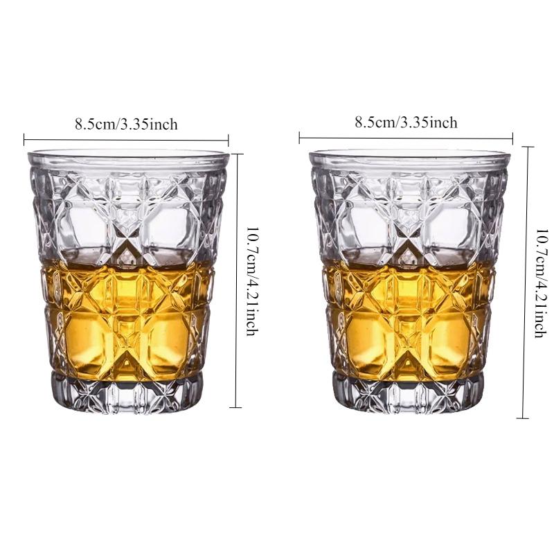 Classic Travel Transparent Water Cup Creative Nordic Water Cups Thick Bottomed Cocktail Glass Whiskey Glass Outdoor Tableware 2pcs