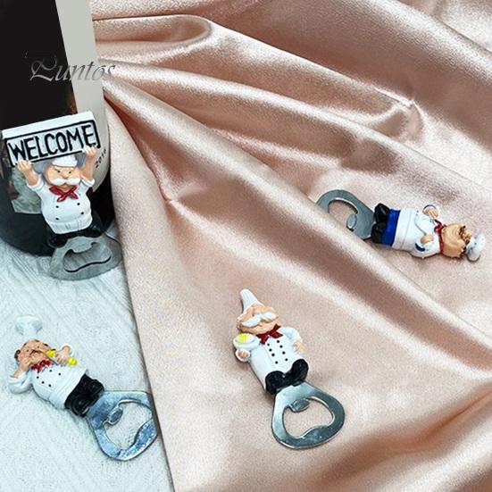 Funny Beer Bottle Opener for Fridge Refrigerator Magnet Opener, 3D Cartoon Chef Resin Magnetic Soda Cap Tool Manual Can Punch Home Restaurant Novelty