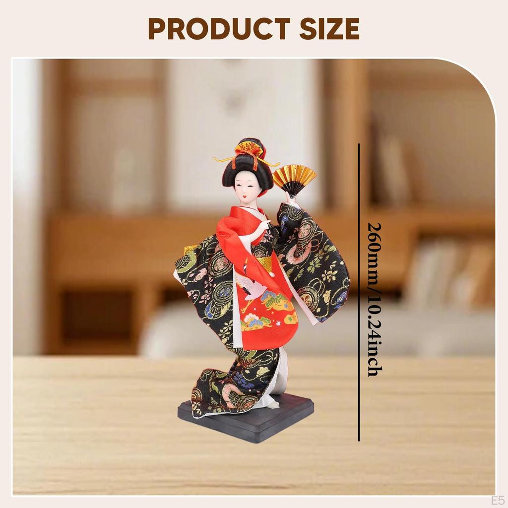 Ethnic Japanese Geisha Doll Collectible Figurine Female Statue Kimono for Home Office