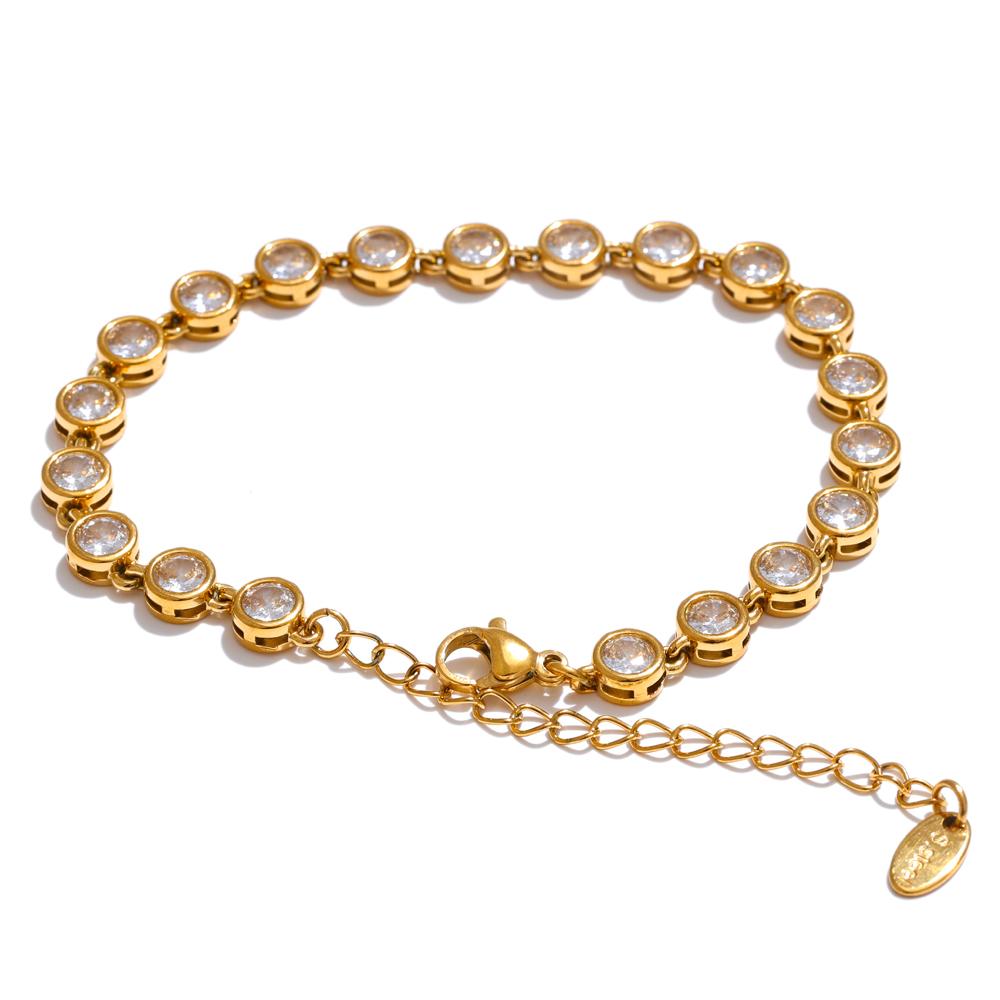 

Изысканный красочный кубический цирконий, роскошное литое цепное ожерелье-браслет для женщин, водонепроницаемые ювелирные изделия из нержавеющей стали, подарок bracelet золотой