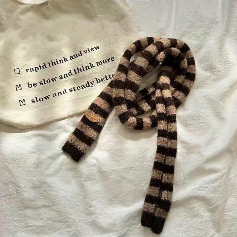 Jesienny i Zimowy Styl Pasiasty Wysokiej Klasy Wszechstronny Ciepły Szalik Koreański Styl Atmosfera Ochrona Szyi Wąski Szalik