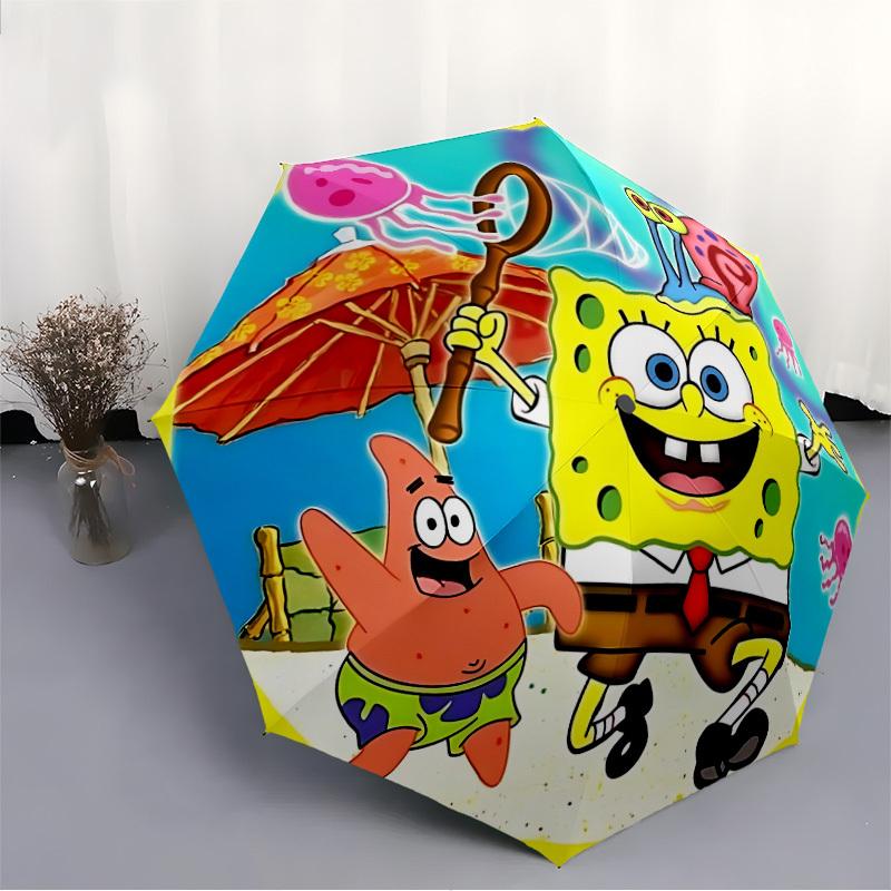 1pc SpongeBob Automatic Open/close Umbrella, Portable Travel Umbrella, Everyday Use - Outdoor Accessory, Artistic Pattern, Compact Design, Fashion Lov