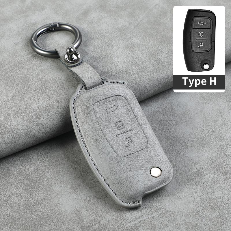 Leather Car Flip Key Case Cover Shell For Ford Focus 2 3 Ecosport C-Max S-Max Ka Mondeo Kuga Galaxy Fiesta Keychain Accessories
