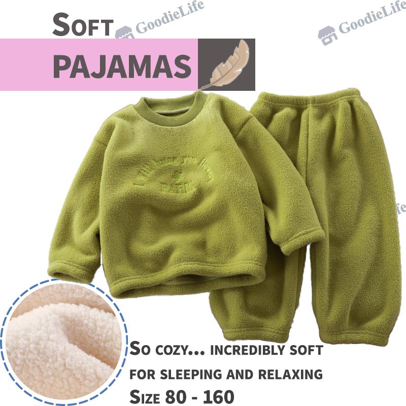 Kids Winter Pajamas Set Thickened Fleece Warm Sleepwear Boys Girls Korean Style Children Outfit