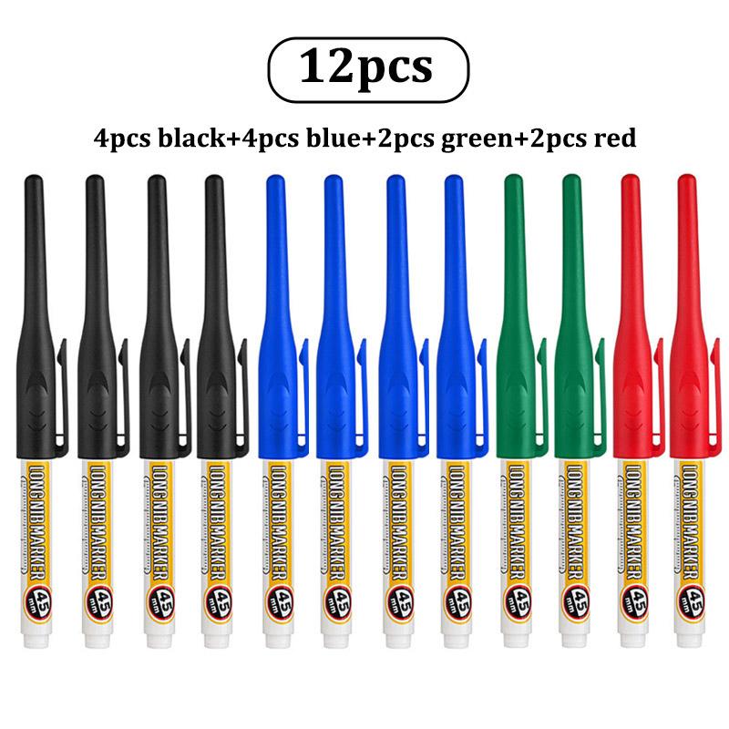 45mm Long Nib Marker,Carpenter's Deep Hole Marking Pen,2mm Tip,A Duration of 72 Hours,Waterproof Non-Erasable,Long Headed Pen