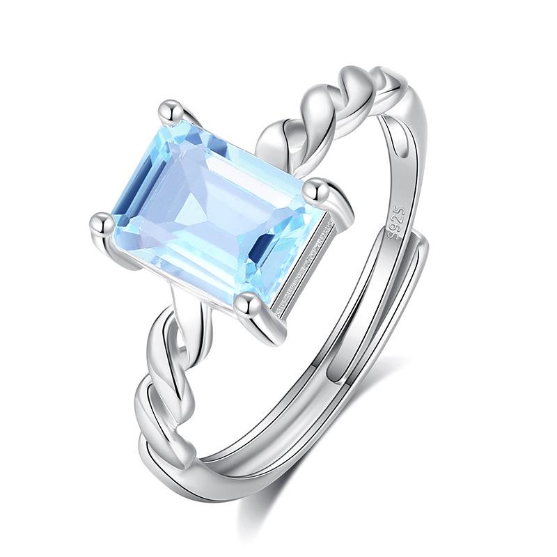 Popular S925 Whole Body Sterling Silver Natural Amethyst Citrine Topaz Colored Treasure Ring Women