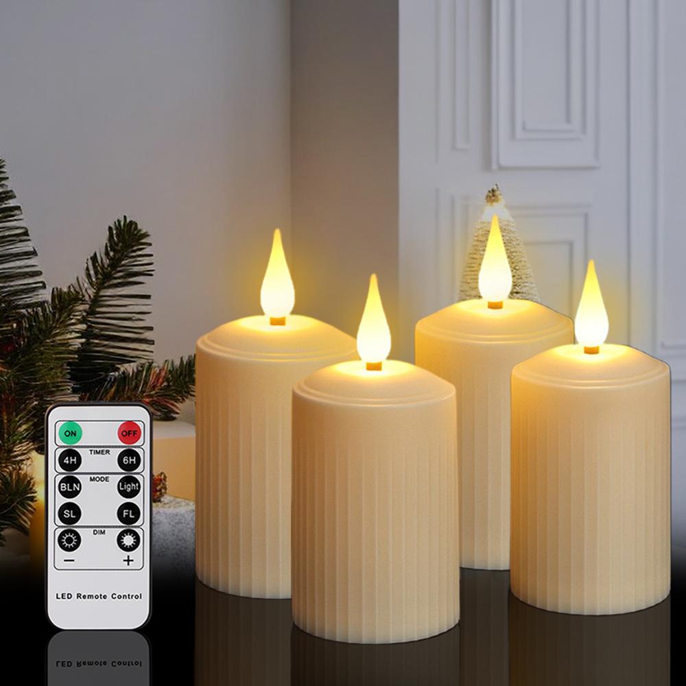 

4 шт. светодиодные свечи беспламенные чайные свечи мерцающие таймерные дистанционные свадебные свечи на батарейках свечи для украшения дома цвета слоновой кости Ivory