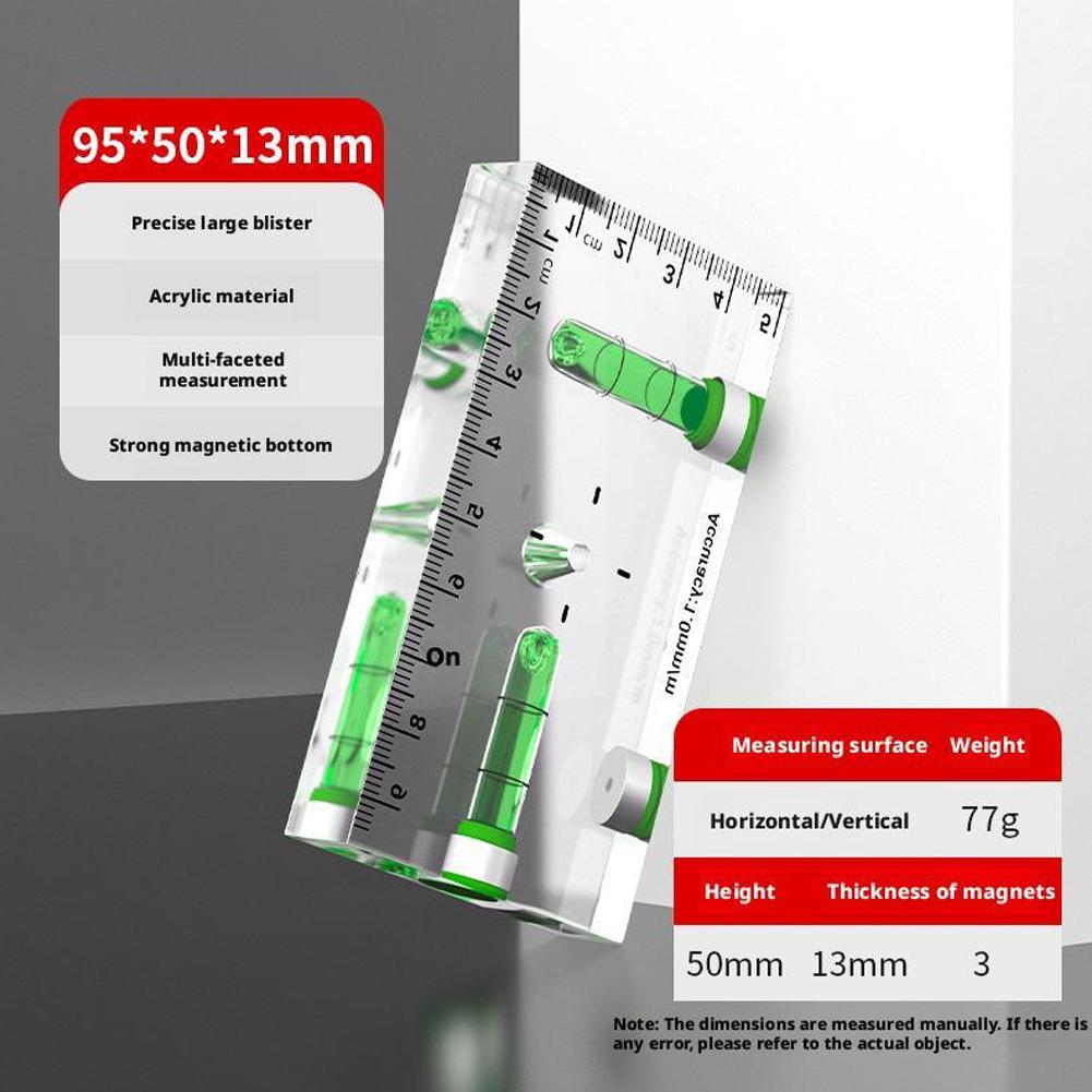 Mini High-precision Level Ruler with Bubble Thickening Spirit Level Transparent Magnetic Measure Tools Construction