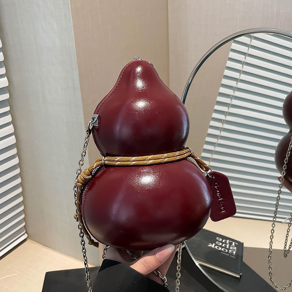 Kreatives Design Kürbisform Tasche Damen Personalisierte Modeketten Einzelne Schultertasche 2026 Neu Weinrot Kleine Umhängetaschen