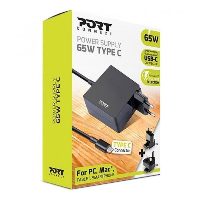 Chargeur universel - fsp - char universel 65w - usb-c 3.1 - noir - adaptateur