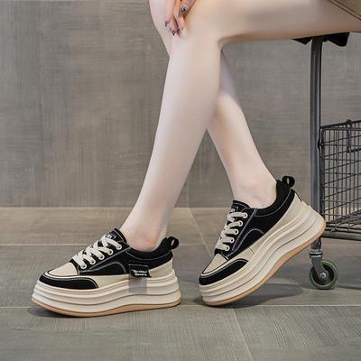 Damen Echtleder Leopardenmuster Plateau Schuhe - 2025 Frühling/Herbst Samt Sportliche Freizeit Sneaker