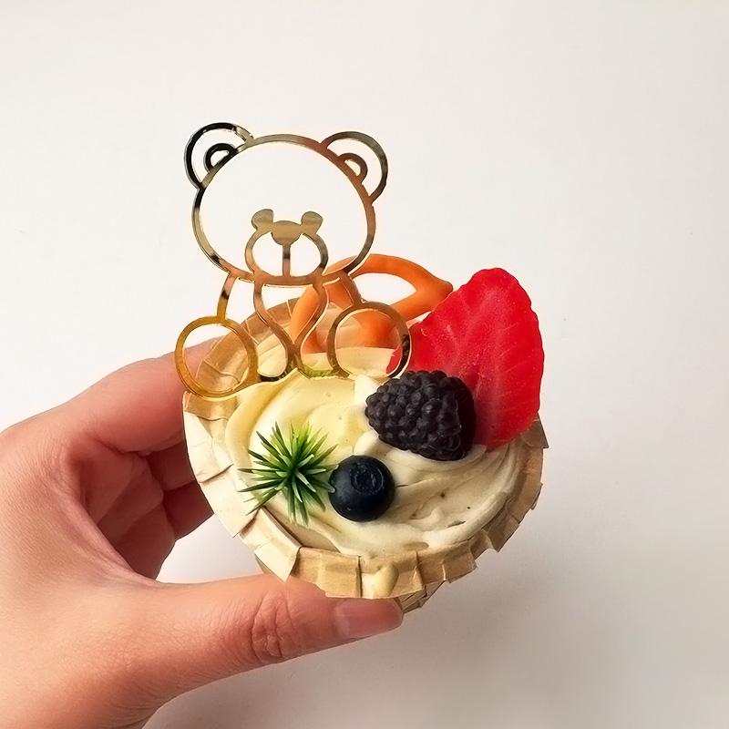 5/10pcs Bear-Shaped Acrylic Cake Toppers Baby Shower Party Decorations Cupcake Stand Kids Boy Girl 1st Birthday Party Supplies