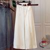 Off-White Plus Size Wide Waist Jeans, Floor Length, Loose Straight Leg, Bell Bottoms, Slimming Fit
