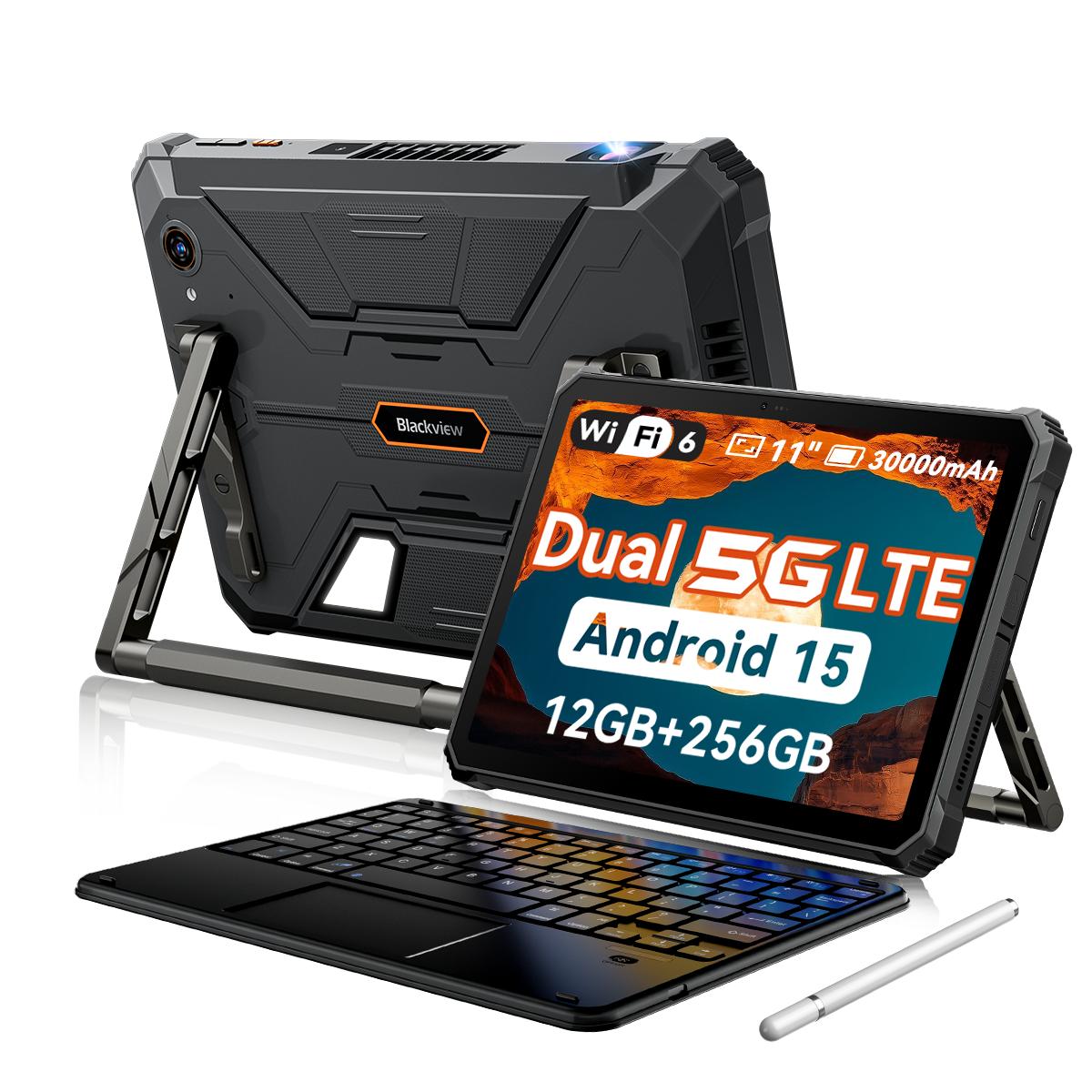 Blackview Active 12 Pro Robuuste Tablets Android 15 11inch 12GB 256GB/16GB 1TB Tablet PC 30000mAh 90hz 12GB+256GB with keyboard zwart