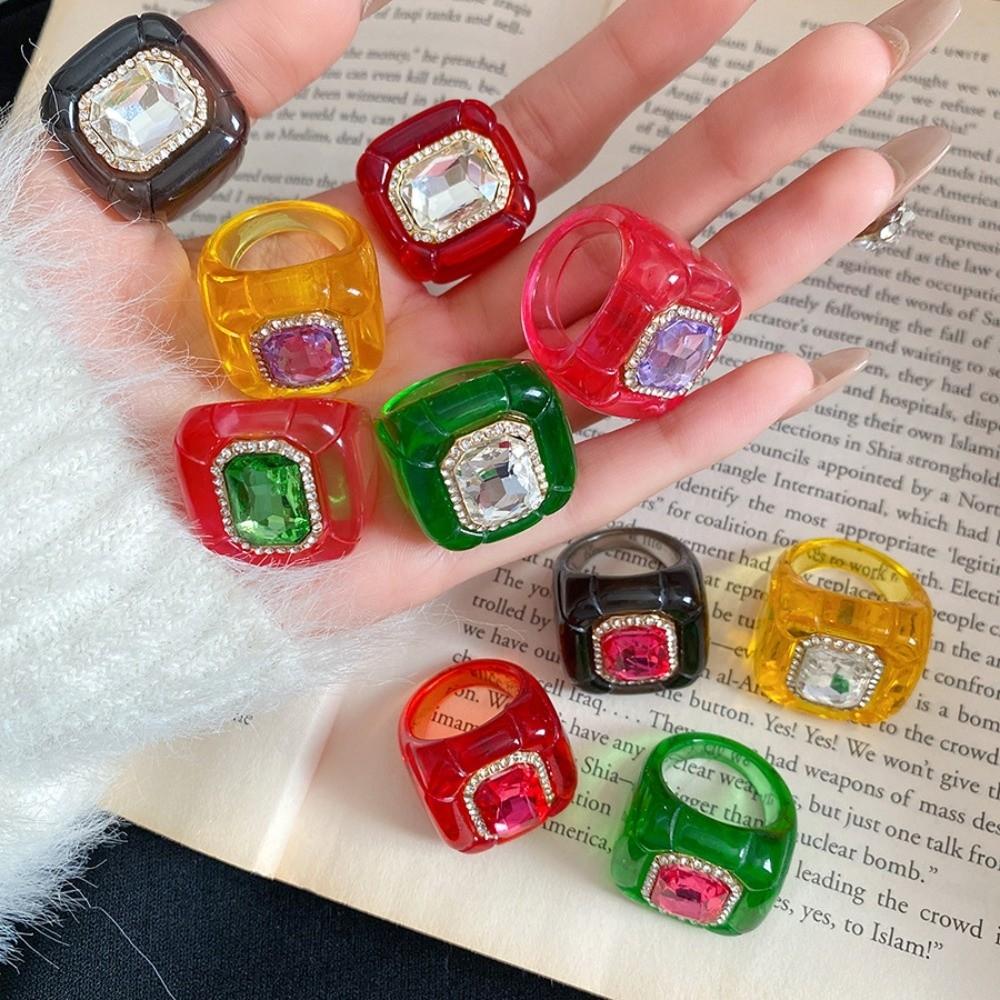 Exaggerated Acrylic Resin Ring Y2K Classic Big Dome Plain Ring Geometric Ring  Travel