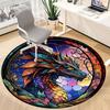 1pc Stained Glass Dragon Office Round Area Rug, Under Office Chairs Bedroom Living Room Home Decor, Room Deco